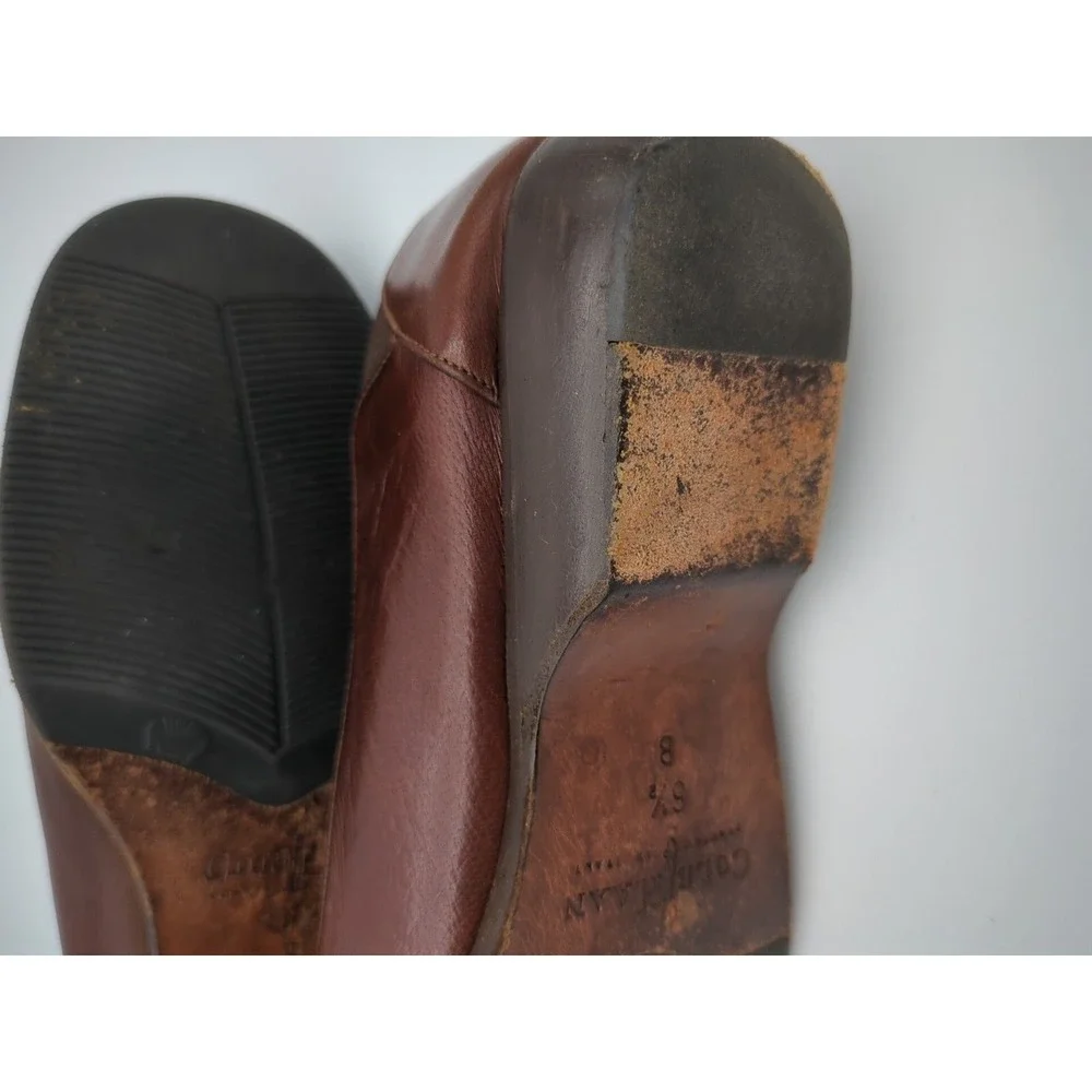 Cole Haan City Low Heel Loafers Italy Womens Size 6.5 B Brown Leather F9385‎